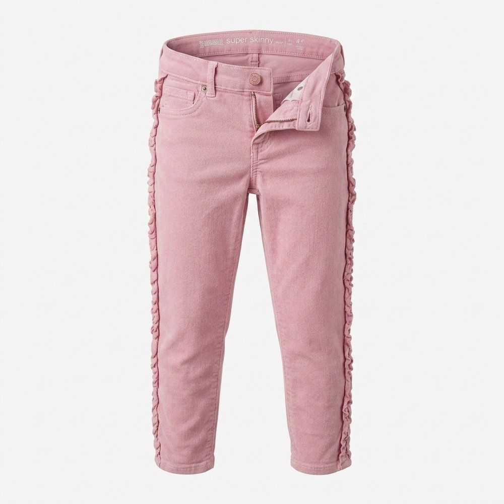 Gymboree Girls Pink Super Skinny Ruffle Side Trim Jeans Size 7 Adjustable Waist‎